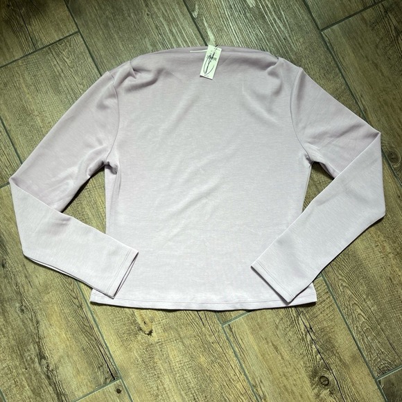 Banana Republic NEW Lilac Soft Touch Pleated Boat Neck Long Sleeve Top Women's M - Picture 2 of 6